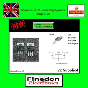 2 x Samsung KA7805 +5V 1A Linear Voltage Regulator TO-220 - Picture 1 of 3