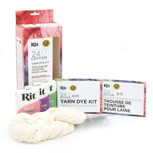 Rit® and Lion Brand® 24/7 Cotton® Yarn Dye Kit, Petal Pink/Purple/Kelly Green - Picture 1 of 5