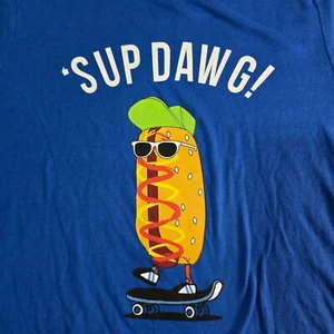BCG 'Sup Dawg!' Hotdog on a Skateboard Funny Tee, Youth Large - Picture 1 of 4