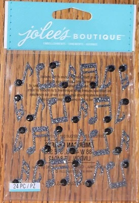 Jolees MUSICAL NOTES Repeat STAFF NOTE CLEF Playing Music Song Scrapbook Sticker - Image 1 of 4