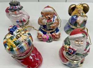 Set of 5 MR CRISTMAS Wind Up Rotating Musical Trinket Box Tree Ornaments, 2001 - Picture 1 of 9