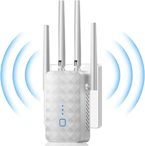 Wifi Extender Signal Booster for Home - 1200Mbps Dual Band, Covers 12850 Sq Ft & - Afbeelding 1 van 12