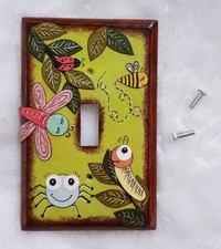 Hand-painted Decoupaged Light Switch Plate Cover Made in USA