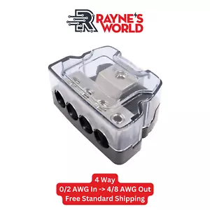 4 Way Distribution Block 0-4 AWG In, 4-10 AWG Out Car Audio Amp Power or Ground - Picture 1 of 6