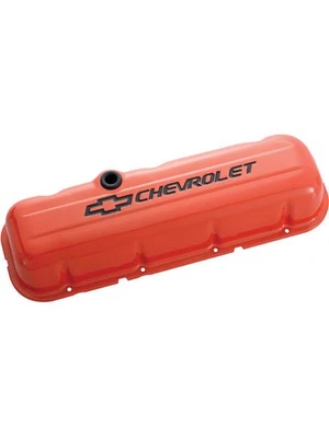 Proform Valve Cover Tall Baffled Breather Hole Chevrolet Bowtie Logo (141-787) - Image 1 of 4