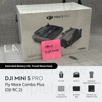 🔥 DJI Mini 5 Pro Fly More Combo Plus (RC2) 🔥 FREE 2 DAY ✈️ FROM US 🇺🇸 TODAY - Image 1 of 4