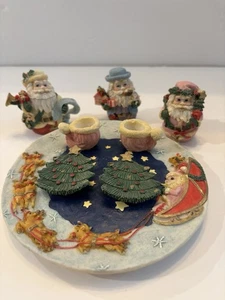 Vintage 1994 Popular Imports Santa Weihnachten Mini Harz Teeservice - Bild 1 von 10