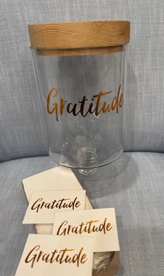 Gratitude Glass Jar With Box of Sealed Unopened Cards (from Oprah's 2017 List) - Image 1 of 4