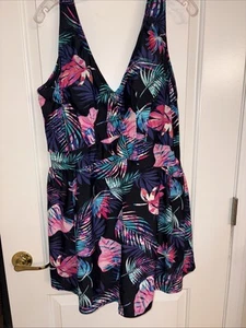 Trajes de baño para todos 24W tropical floral multicolor vestido de baño una pieza con falda - Imagen 1 de 7