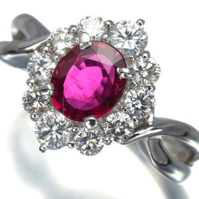 Auth MITSUKOSHI Ring Ruby 0.80ct Diamond 0.77ct Classic US7 900 Platinum - Image 1 of 4