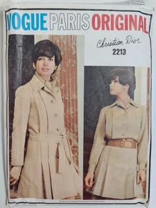 Coat Skirt Blouse 8 Vogue Paris 2213 Sewing Pattern Cut VTG Christian Dior Belt - Picture 1 of 9