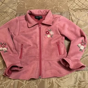 girls first pink LS sip up jacket embroidered flowers size 6 - Picture 1 of 7