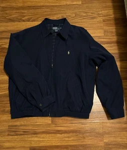 Polo Ralph Lauren Harrington Full Zip Jacket Mens Size L Large Black Lined Prepp - Picture 1 of 8