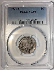 1921-S American Buffalo Nickel 5c PCGS VG8 59899970 - Picture 1 of 4
