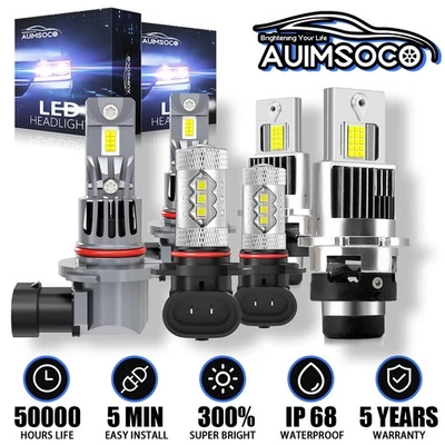 For Lexus GS460 2008-2011 6x Combo LED Headlight & Fog Light Bulbs 9005 D2S H10 - Image 1 of 4