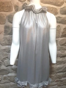 Abito Ted Baker 10/14 4 argento peltro reggicalze collo lunghezza ginocchio scintillante - Foto 1 di 5