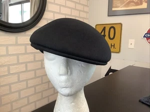 VINTAGE Stetson Mütze groß Cabbie Zeitungsjunge Manschettenmütze schwarz Wolle Made in England - Bild 1 von 10