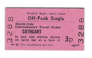 Eisenbahnticket BR Cathcart zu jeder Station 3p 2nd Off Peak Single Edmondson - Bild 1 von 1