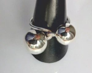 Sterling Silver Double Ball Statement Ring - Picture 1 of 11