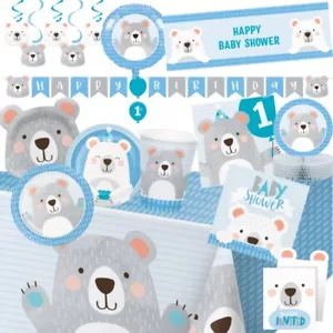 Blue Bear Party Decorations Balloons Banners Tableware - Birthday & Baby Shower - Picture 1 of 23