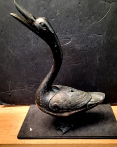 Antique Chinese bronze LONG NECK GOOSE- INCENSE BURNER. 1890- - Picture 1 of 5