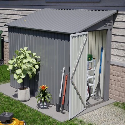 MARKENLOS Metall Geräteschuppen Gerätehaus Gartenschuppen mit Seitenwandtür & Fundament