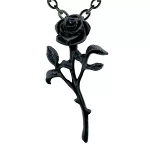 The Romance of The Black Rose Pendant Necklace Boxed, Gothic, Alchemy England - Picture 1 of 7