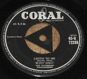 BUDDY HOLLY ~ LISTEN TO ME b/w I'M GONNA LOVE YOU TOO ~ UK CORAL TRI CENTRE 7"  - Bild 1 von 4