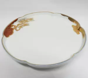 Plato de servir soporte para pasteles vintage TOYO Japón detalles dorados firmado 9" diámetro 2" de alto - Imagen 1 de 5