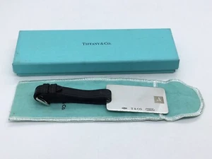 Original Tiffany & Co Gepäckanhänger aus massivem Sterlingsilber & Leder mit Box - Bild 1 von 13