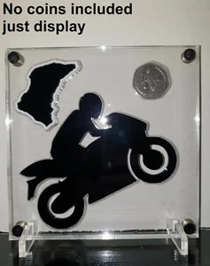 Motorbike 50p Motorcycle coin stand display acrylic case (No Coin included) - Picture 1 of 1