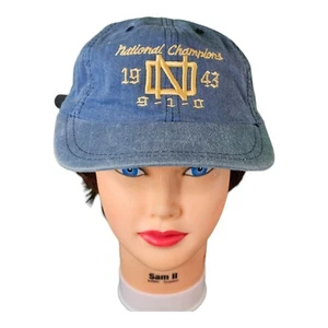 Vintage Notre Dame 1943 National Champions Denim Baseball Hat Cap Adjustable - Picture 1 of 5