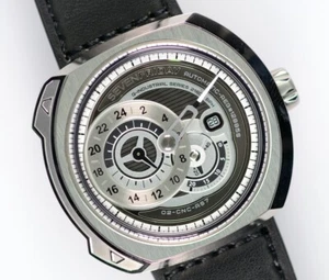 Sevenfriday Uhr SF-Q1/01-B089 Automatik Edelstahl Leder 50mm Herren Neu B+P - Picture 1 of 10
