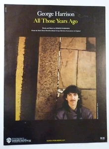 ALL THOSE YEARS AGO Sheet Music GEORGE HARRISON 1981 - Picture 1 of 2