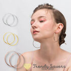 30mm-50mm Lightweight Classic Round Thin Tube Big Hoops Real 925 Sterling Silver
