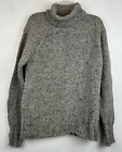 CarraigDonn Womens Sweater XL Irish Wool Fisherman Cableknit Gray Chunky