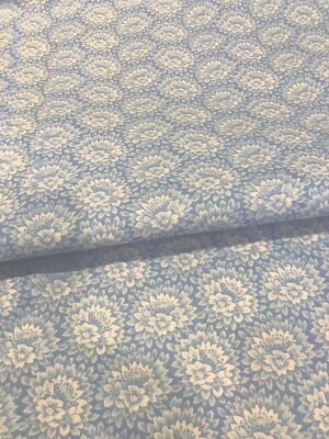 Floral Burst Blue Quilter's Showcase Cotton Fabric BTY Light Blue and White - Image 1 of 3