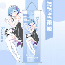 70*25cm Re:Zero REM RAM Anime Painting Cosplay Hanging Scroll Post Wall Otaku