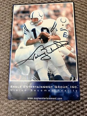 John Unitas, Baltimore Colts, Signed Eagle Entertainment 5" x 7.5" Card, JSA COA - Image 1 of 3