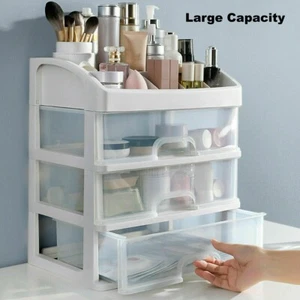 4 Tiers Clear Acrylic Cosmetic Makeup Organiser Drawers Storage Box Case Cabinet - Picture 1 of 10