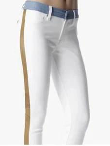 7 for All Mankind Damen 29 Skinny Weiß Stretch Jeans Streifen - Bild 1 von 14
