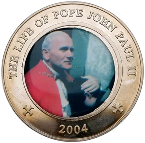 SOMALIA 25 SHILLINGS 2004 JOHN PAUL II YOUNG WOJTYLA RED ROBE COLOR UNC - Picture 1 of 2