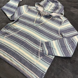 Tommy Bahama Hoodie Mens Small Blue Striped Baja Pullover Cotton Marlin - Picture 1 of 12