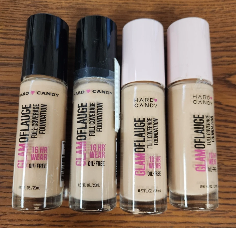 BASE COBERTURA COMPLETA HARD CANDY GLAMOFLAUGE 1510 BEIGE CÁLIDO 4 PIEZAS *LEER DESCRIPCIÓN* Foto 1 de 3