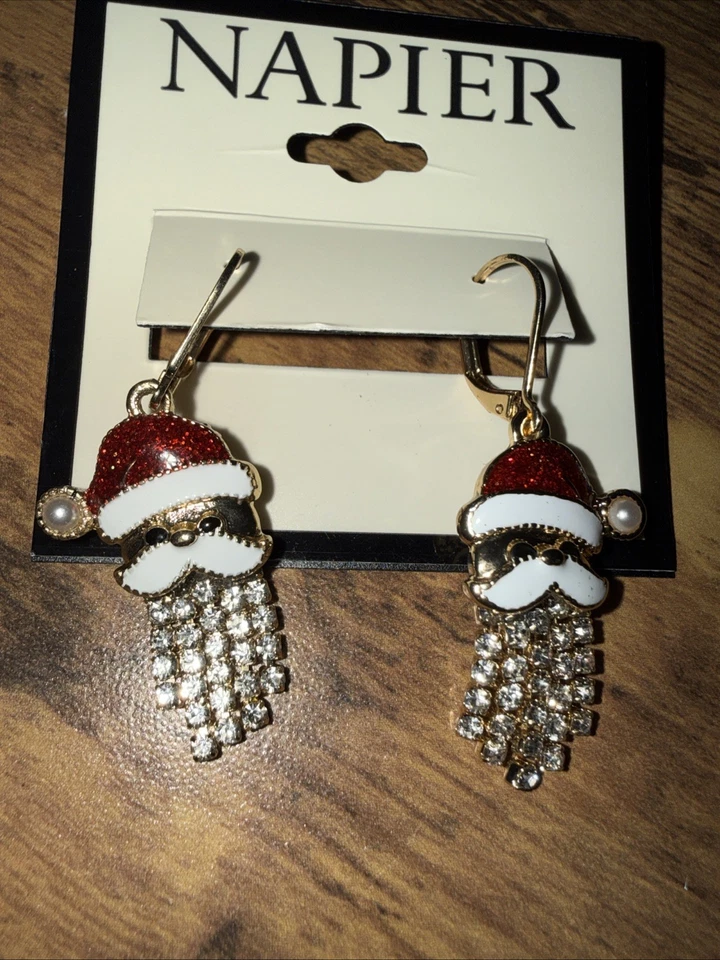 NUEVO NUEVO CON ETIQUETAS Pendientes Napier Santa Claus Tono Dorado Adorables Foto 1 de 1