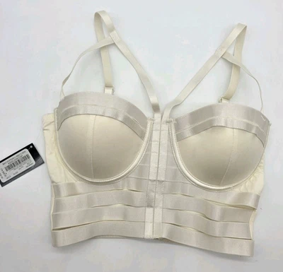 Бюстгальтер женский Bebe размер XS цвет слоновой кости с несколькими клетками длинная леска на косточках с подкладкой - Изображение 1 из 4
