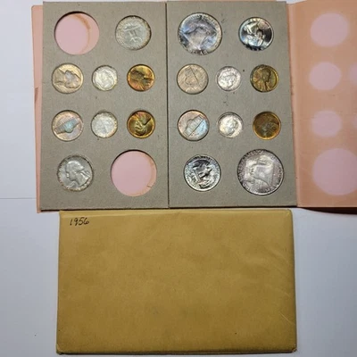1956 US Double Mint Set RAINBOW TONED Uncirculated Great Color OGP *OVK50 - Image 1 of 4
