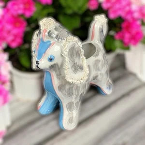 Caniche Perro Plantador Kitsch Espagueti Borde Plantador Antropomórfico Azul Rosa De Colección - Imagen 1 de 14