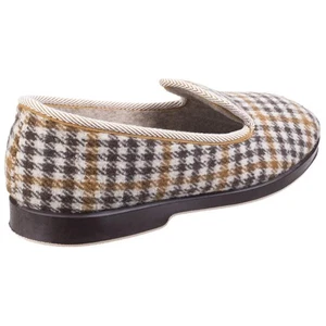 GBS Everett Check Slipper Grey Tab opening for easy access, Suitable swollen a - Picture 1 of 25
