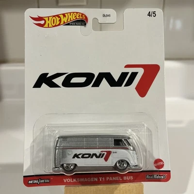 Autobús de panel Hot Wheels Premium VW Volkswagen T1 2020 Koni amortiguadores pilotos reales Foto 1 de 4
